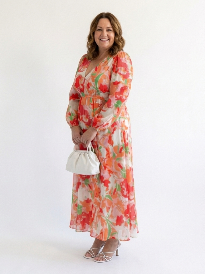 Althea | Vestito Maxi Floreale a Maniche Lunghe