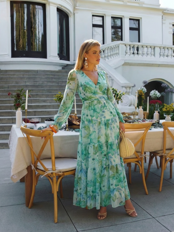 Althea | Vestito Maxi Floreale a Maniche Lunghe