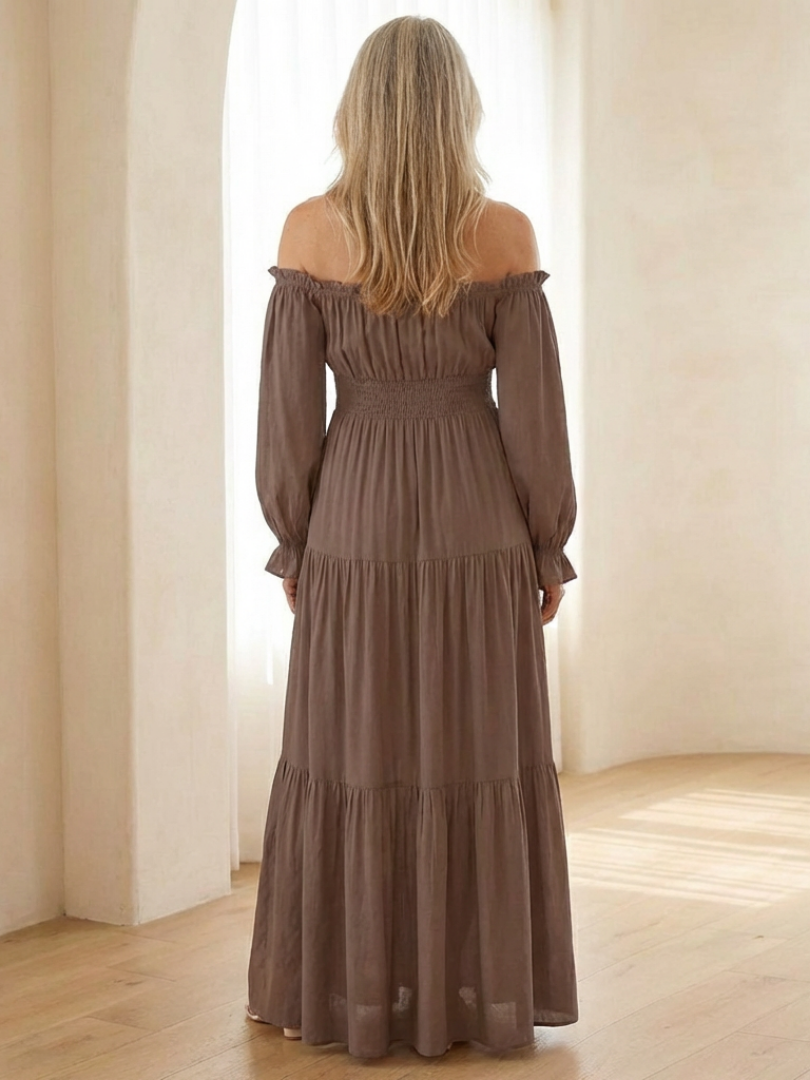 Aveline | Vestito Maxi a Maniche Lunghe con Spalle Scoperte