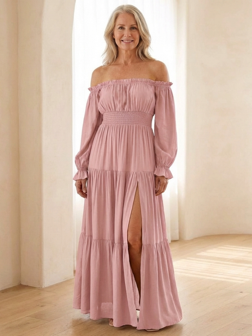 Aveline | Vestito Maxi a Maniche Lunghe con Spalle Scoperte