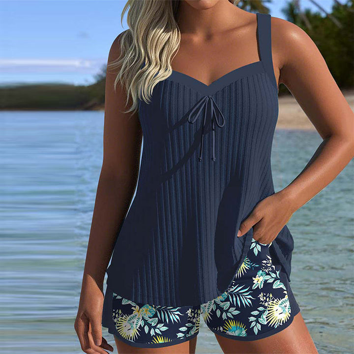 Laluna | Tankini a Righe con Pantaloncini da Spiaggia a Due Pezzi