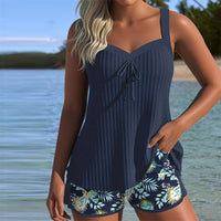 Laluna | Tankini a Righe con Pantaloni da Spiaggia a Due Pezzi