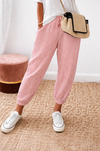 Rosalie | Pantaloni Relaxed a Righe in Colore Blush