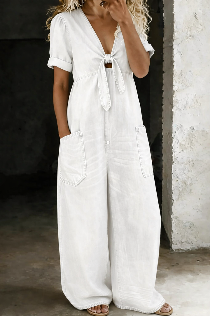 Maya™ | Tuta in denim con scollo a V
