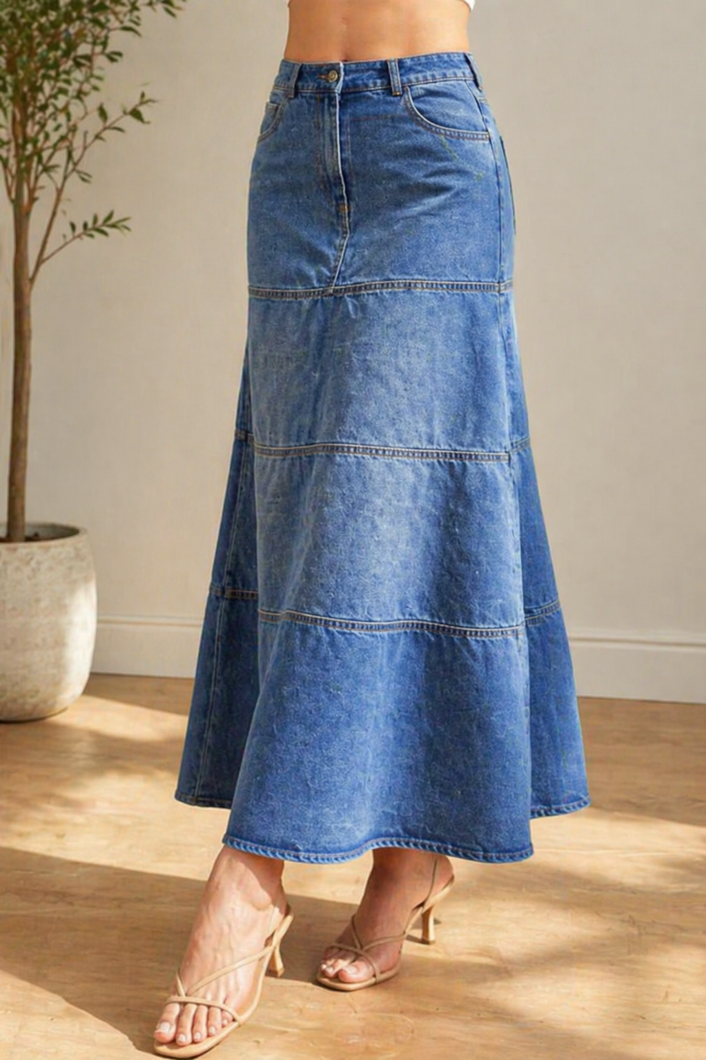 Mary | Gonna in Denim di Lunghezza Media