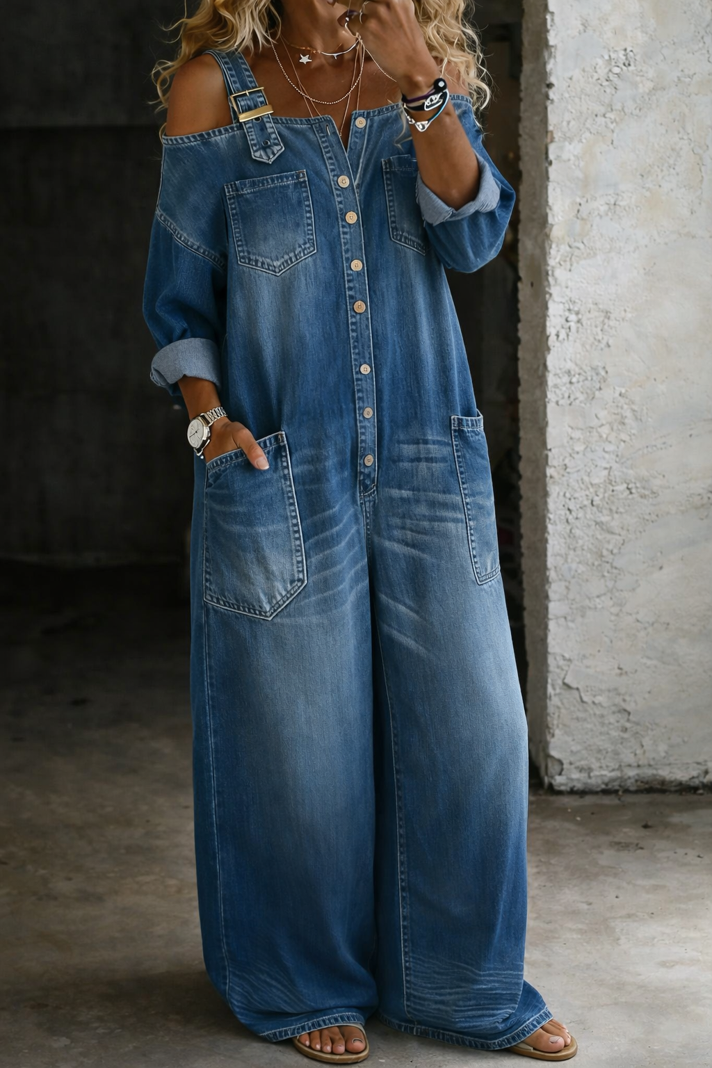 Sophia | Tutina in Denim con Spalle Scoperte