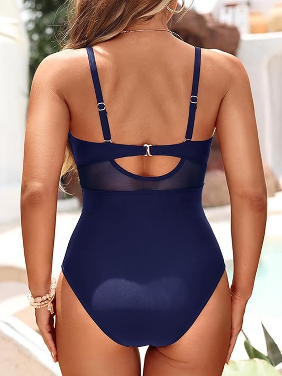 SOFIA - Costume da Bagno Intero con Accenti Trasparenti e Elegante Vestibilità Modellante