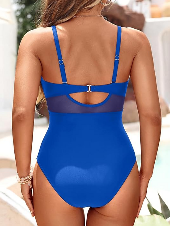 SOFIA - Costume da Bagno Intero con Accenti Trasparenti e Elegante Vestibilità Modellante