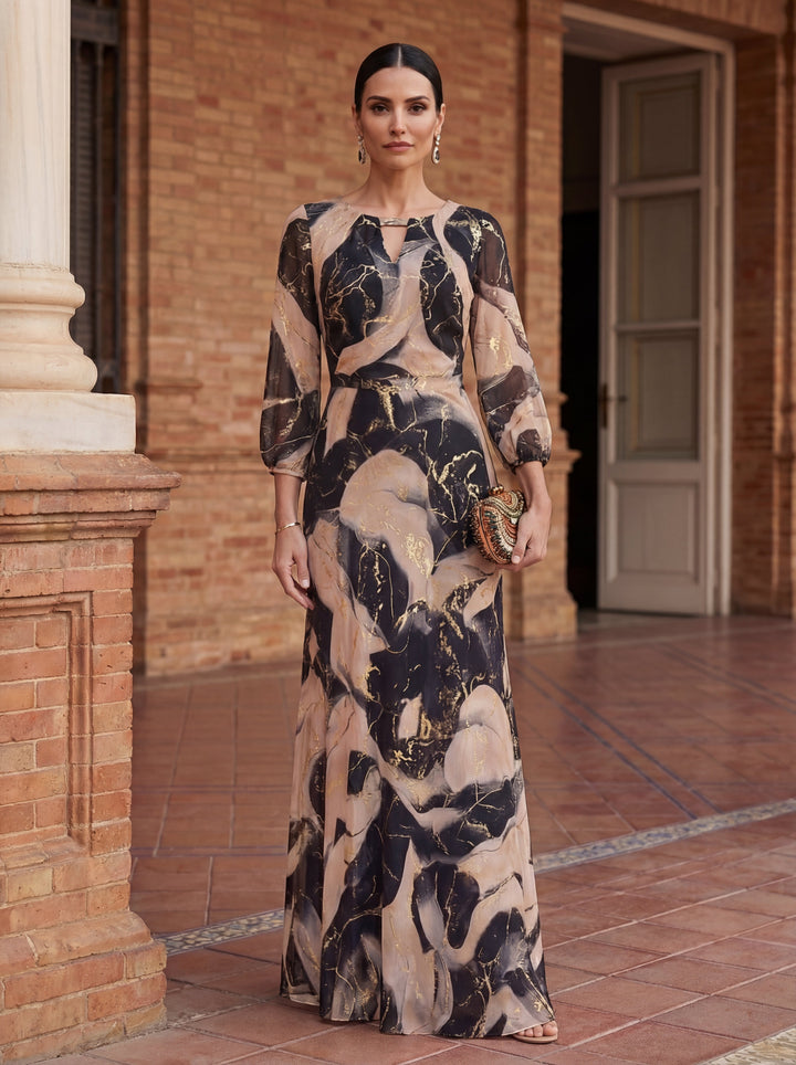 Abito in Chiffon Stampato