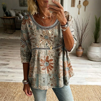 Émilie™ | Blusa vintage con stampa floreale