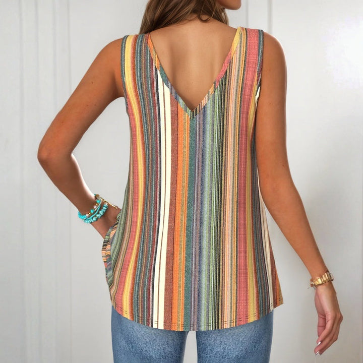 Isaline™ | Canotta multicolore a righe con scollo a V