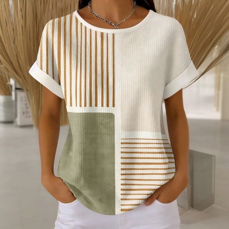 Élina™ | T-shirt a righe con blocchi di colore
