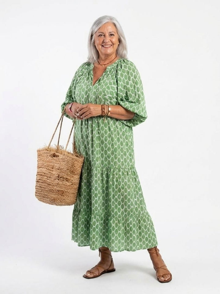 Apolline | Vestito midi con scollatura a V e maniche a tre quarti