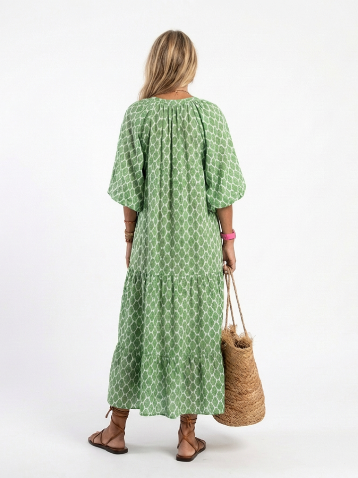 Apolline | Vestito midi con scollatura a V e maniche a tre quarti