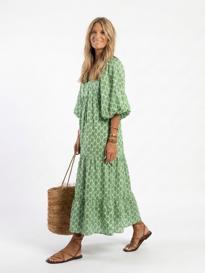 Apolline | Vestito midi con scollatura a V e maniche a tre quarti