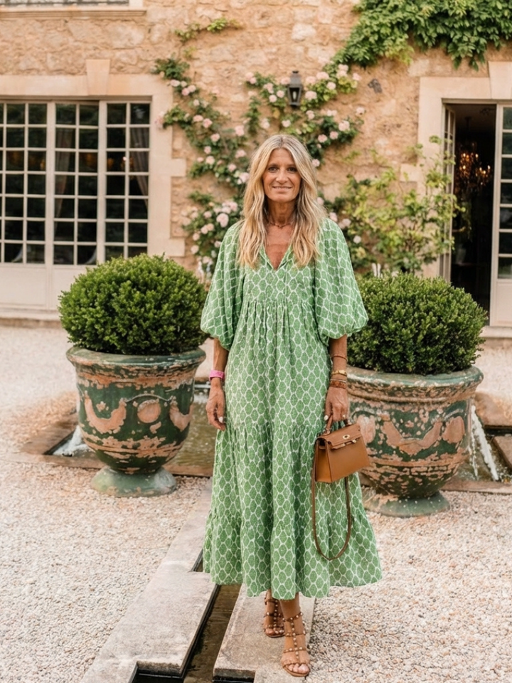 Apolline | Vestito midi con scollatura a V e maniche a tre quarti