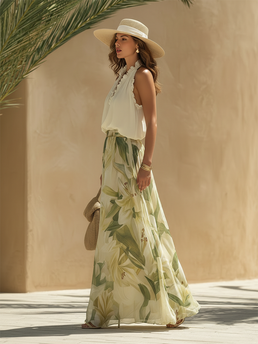 Lysandra | Completo Fluttuante Stampato di Giglio Elegante