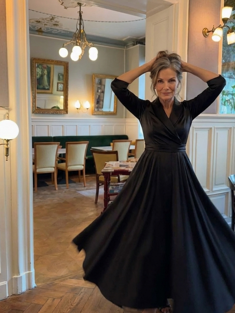 Genevieve | Vestito Midi con Corpo Avvolgente e Manica a Tre Quarti