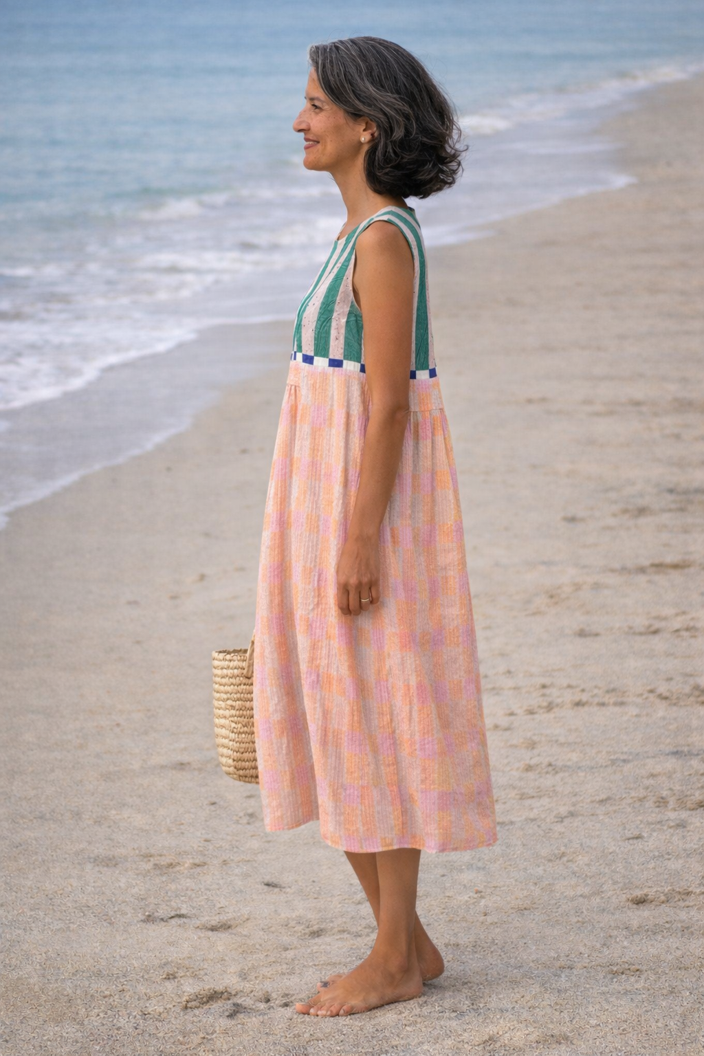 Lilia | Vestito midi a righe pastello