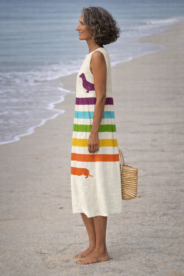 Andrea | Vestito midi con stampa di bassotto