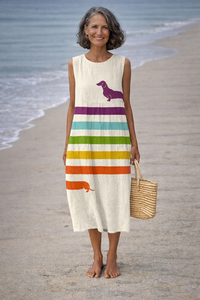 Andrea | Vestito midi con stampa di bassotto