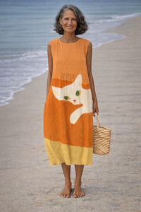 Elena | Vestito midi con affascinante stampa di gatti