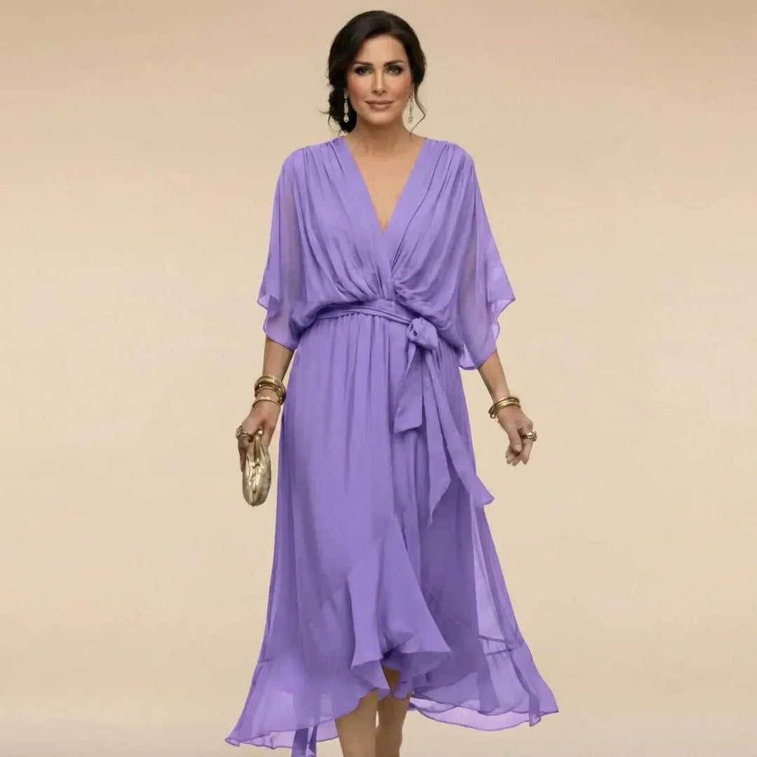 MARTA | Abito in chiffon con scollo a V