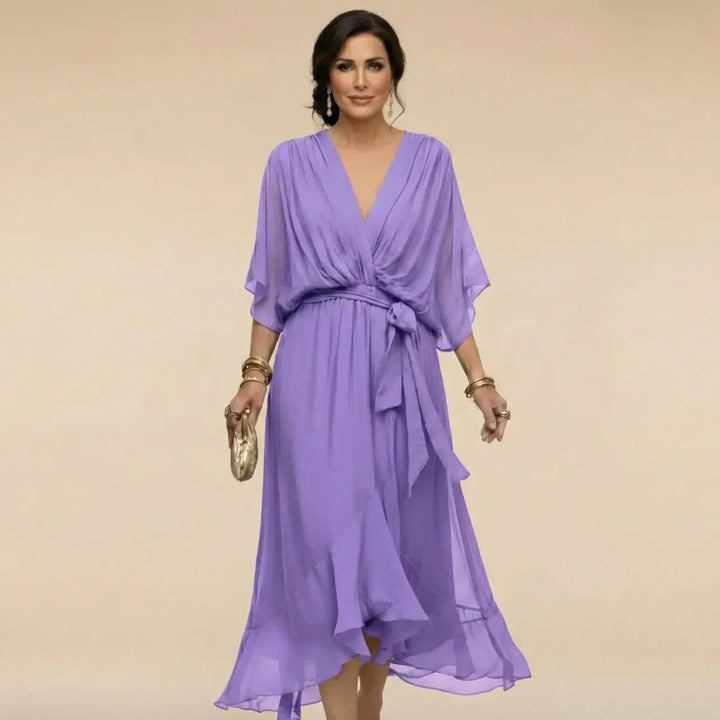 MARTA | Abito in chiffon con scollo a V