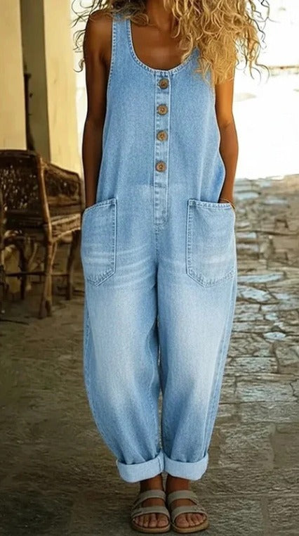 Sadie | Salopette in Denim di Cotone Lavato Vintage