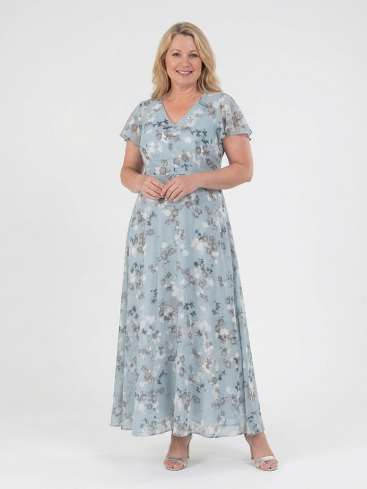 Ismeria | Vestito Maxi in Chiffon Floreale