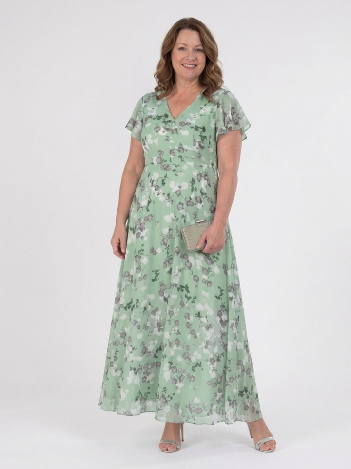 Ismeria | Vestito Maxi in Chiffon Floreale