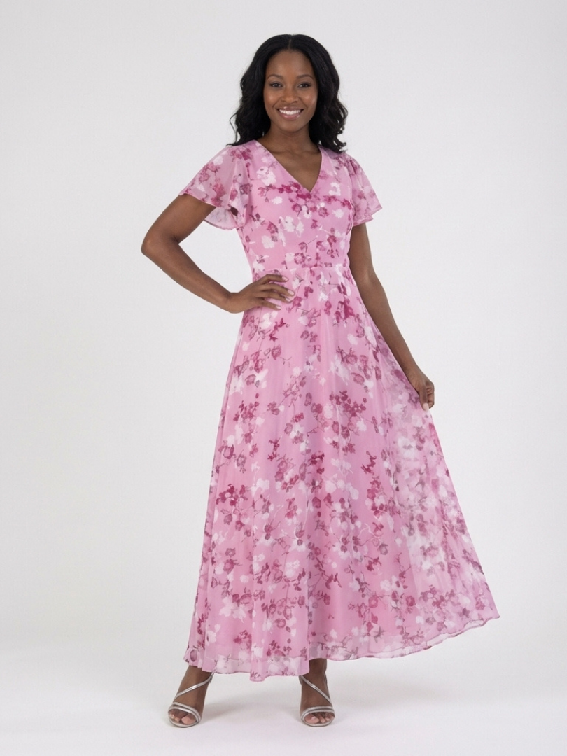 Ismeria | Vestito Maxi in Chiffon Floreale