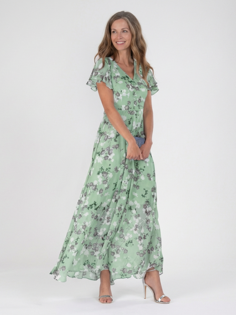 Ismeria | Vestito Maxi in Chiffon Floreale