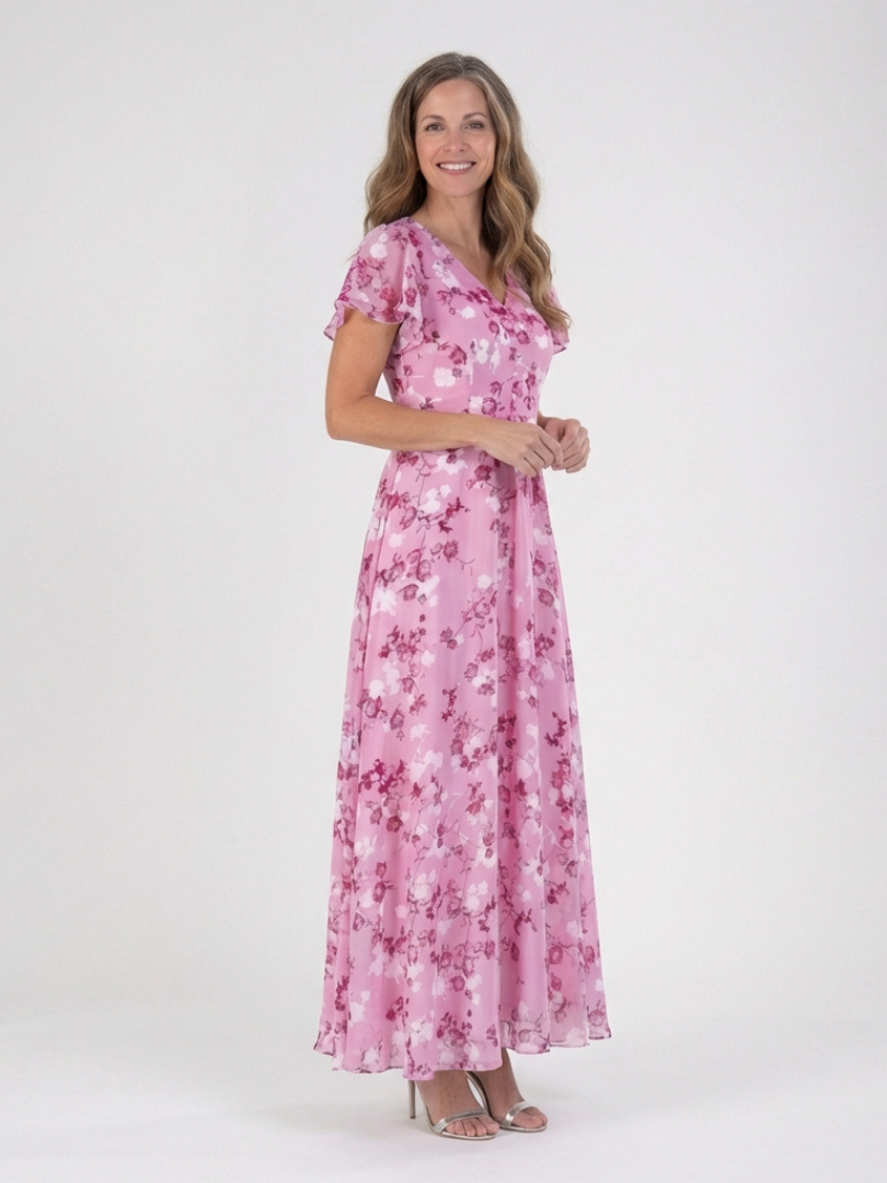 Ismeria | Vestito Maxi in Chiffon Floreale
