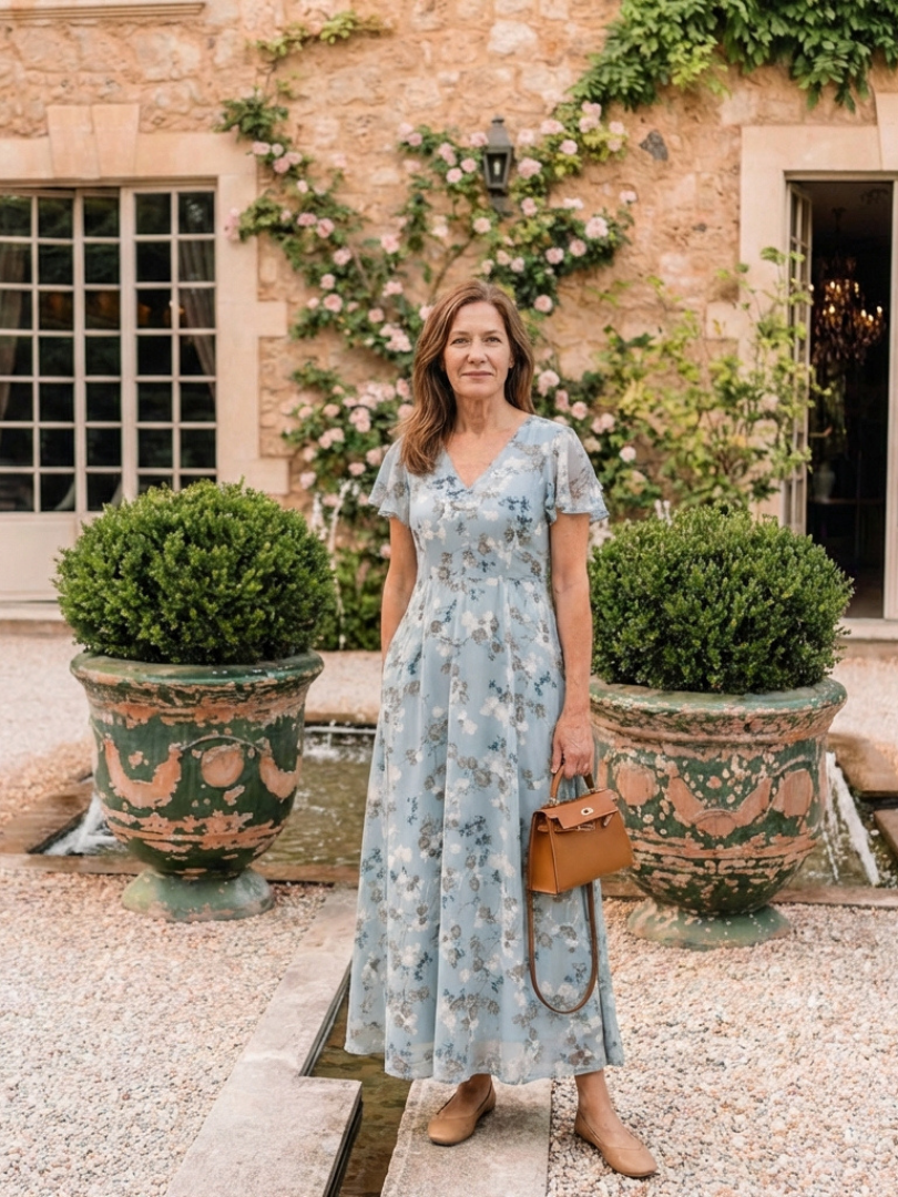 Ismeria | Vestito Maxi in Chiffon Floreale
