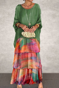 Vestito Cappa Nora - Verde Arancio