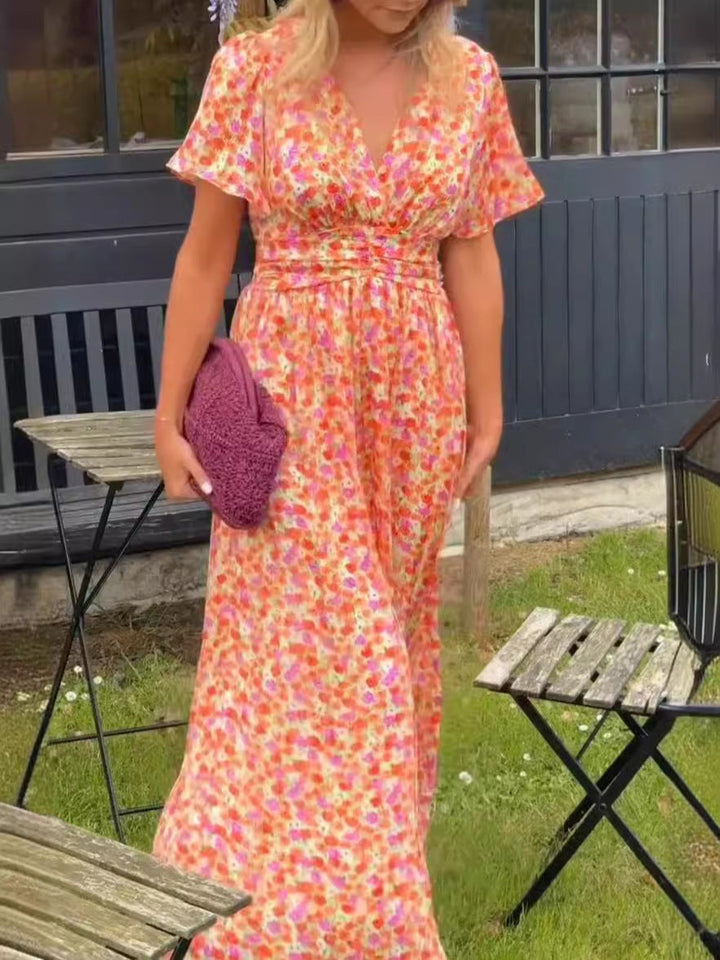 Élina – Vestito lungo fluido con fiori