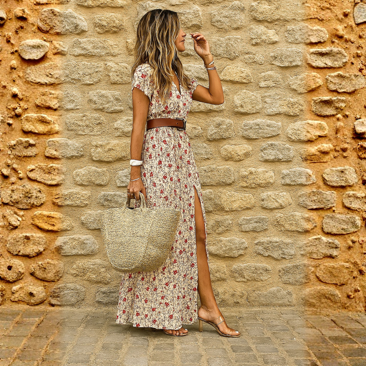 Justine™ – Vestito lungo bohemien fluido con cintura