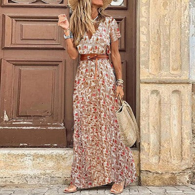 Justine™ – Vestito lungo bohemien fluido con cintura