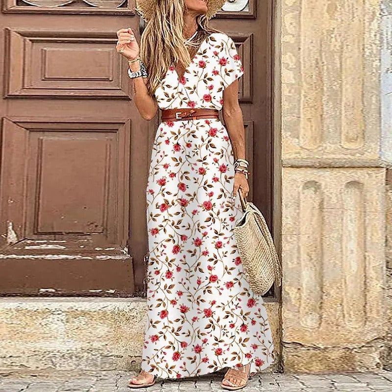 Justine™ – Vestito lungo bohemien fluido con cintura
