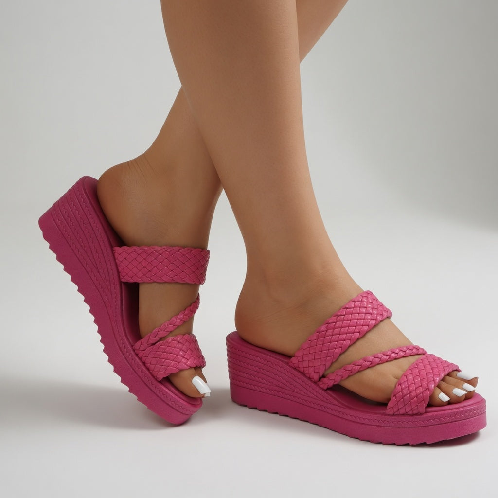 Tresseline - Mules a zeppa intrecciate