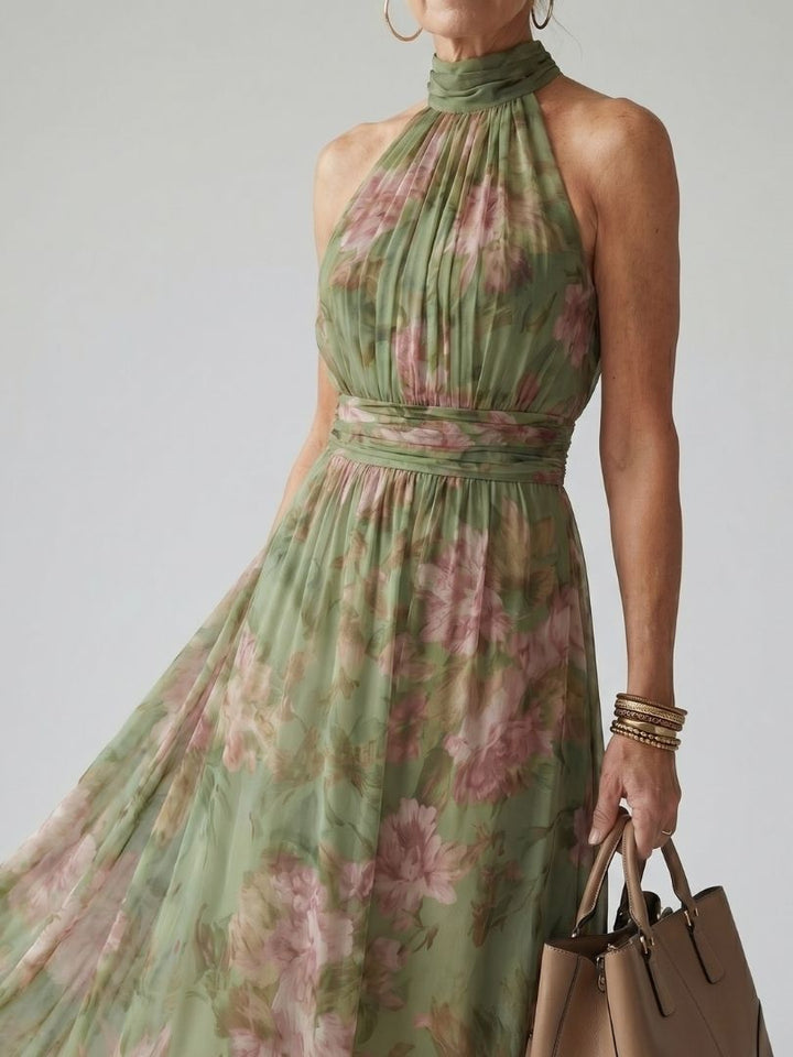 Mirelle | Abito Midi con Scollatura Halter Plisè