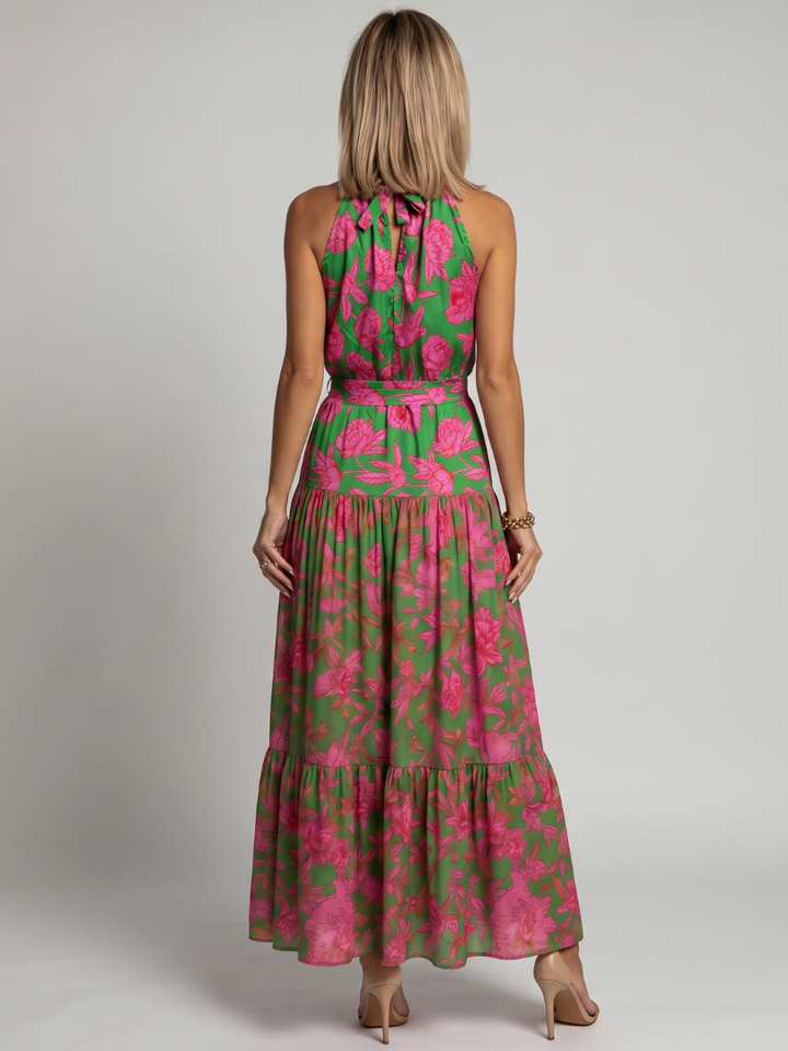 Rowen | Abito Midi con Scollo Halter Drappeggiato