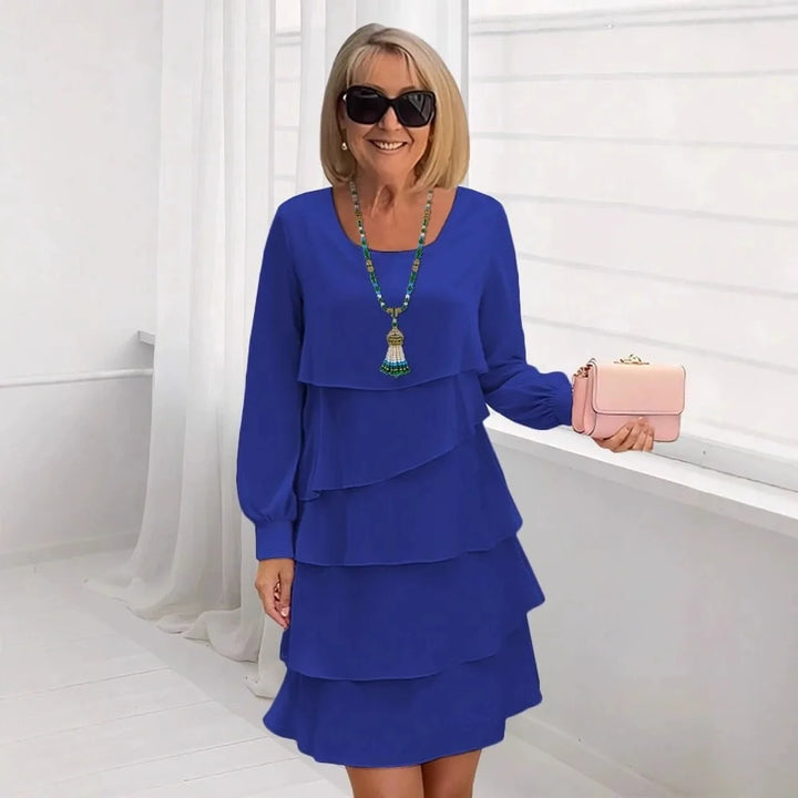 Margaret • Vestito Lungo Elegante con Volant e Maniche Lunghe
