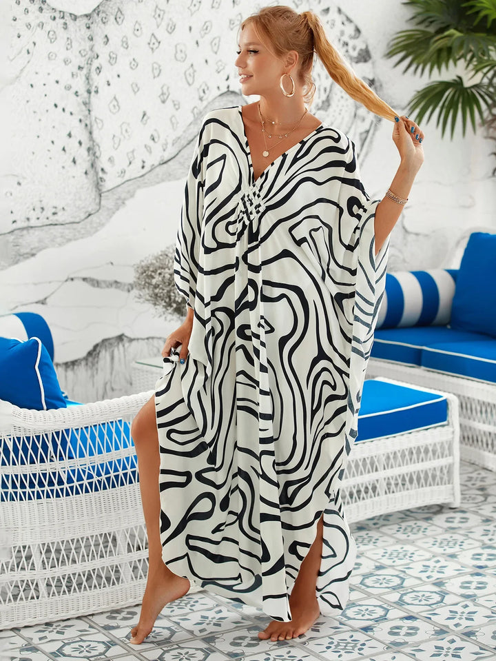 Nomi™ - Caftano Donna Estivo Maxi Abito da Mare Disponibile in Varianti Stampate