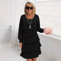 Margaret • Vestito Lungo Elegante con Volant e Maniche Lunghe