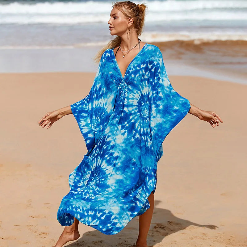 Nomi™ - Caftano Donna Estivo Maxi Abito da Mare Disponibile in Varianti Stampate