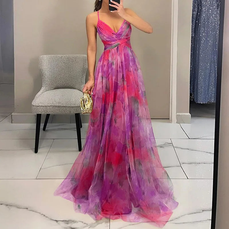 Gisela | Vestito Maxi Incantevole con Stampa Floreale