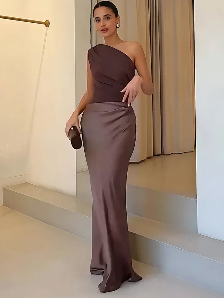 Luna™ | Abito Maxi in Seta con Spacco