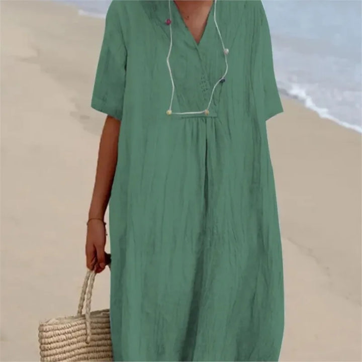 Sandra | Abito informale in lino con scollatura a V